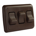 Jr Products JR Products 12155 On/Off Switch with Bezel - Triple Switch, Brown 12155